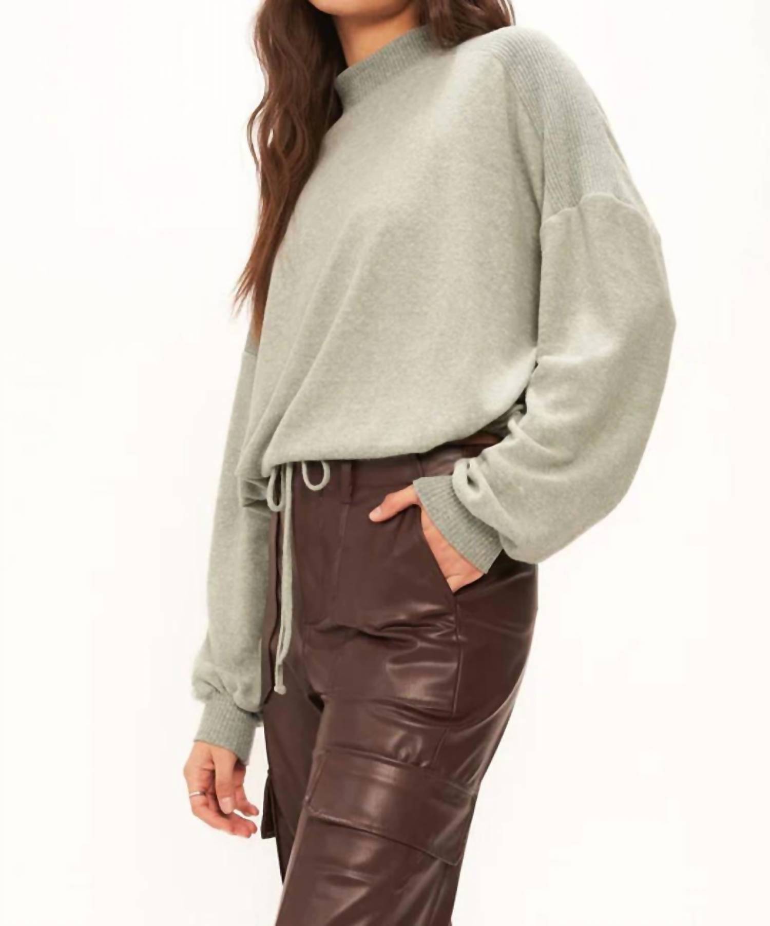 Project Social T Veda Cozy Mock Neck In Still Water