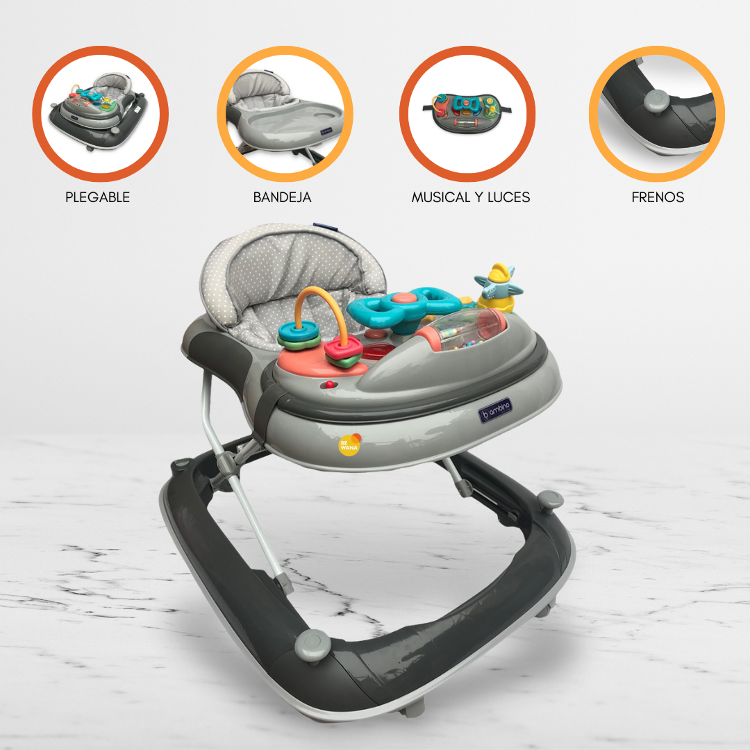 ANDADOR GRADUABLE PARA BEBÉS «BAMBINO» GRAY