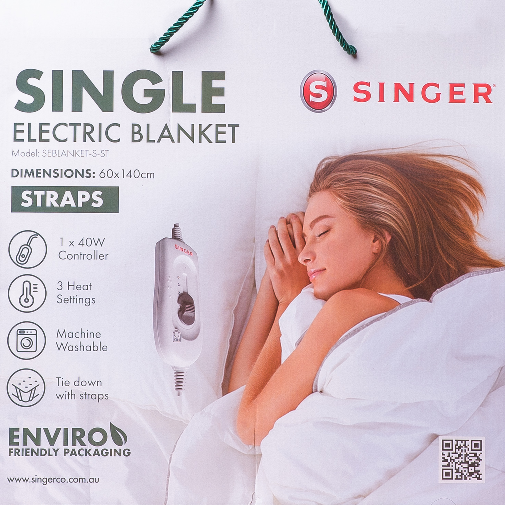 SINGER(R) Electric Blanket with Straps - Single