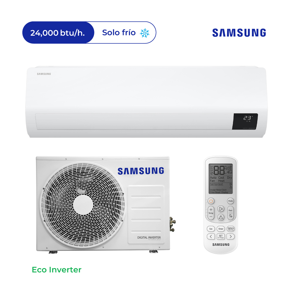 AIRE ACONDICIONADO SAMSUNG SPLIT PARED DE 24,000 BTU/H ECO INVERTER FRÍO SOLO