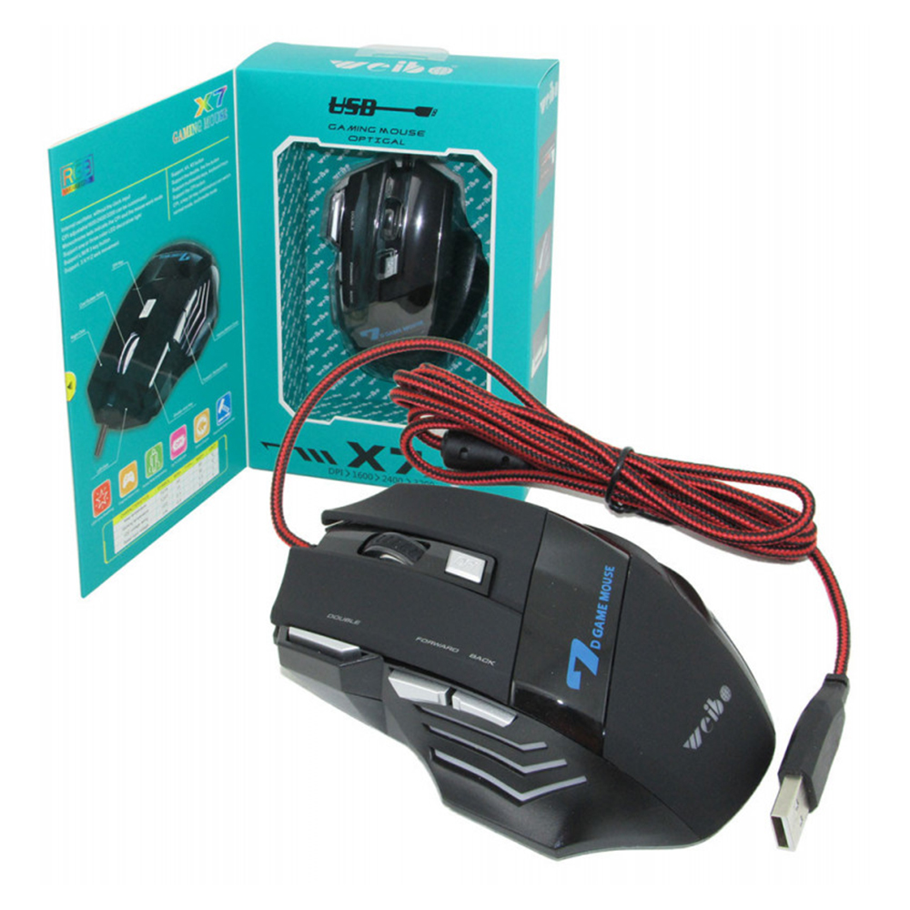 MOUSE GAMER WEIBO X7 RGB ILUMINACION LED 3200 DPI CABLE 1.8M