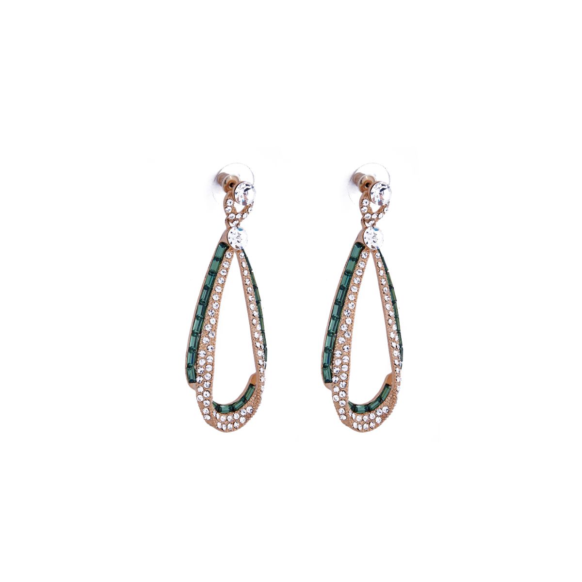 KALERY ARETES VERDES EN SWAROVSKI,LARGO 5CMS.