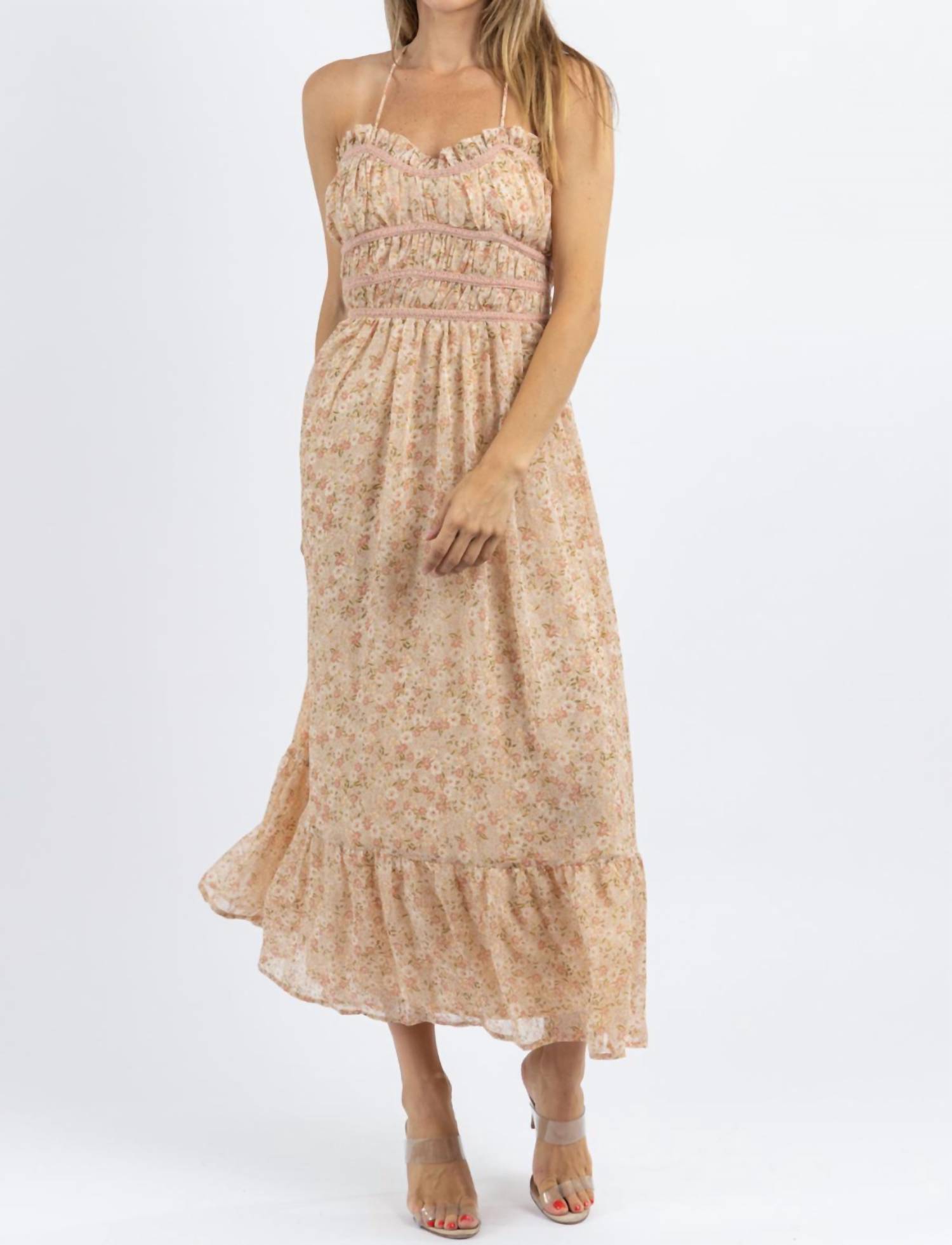 Dress Forum Floral Maxi Dress In Bluebell Blush