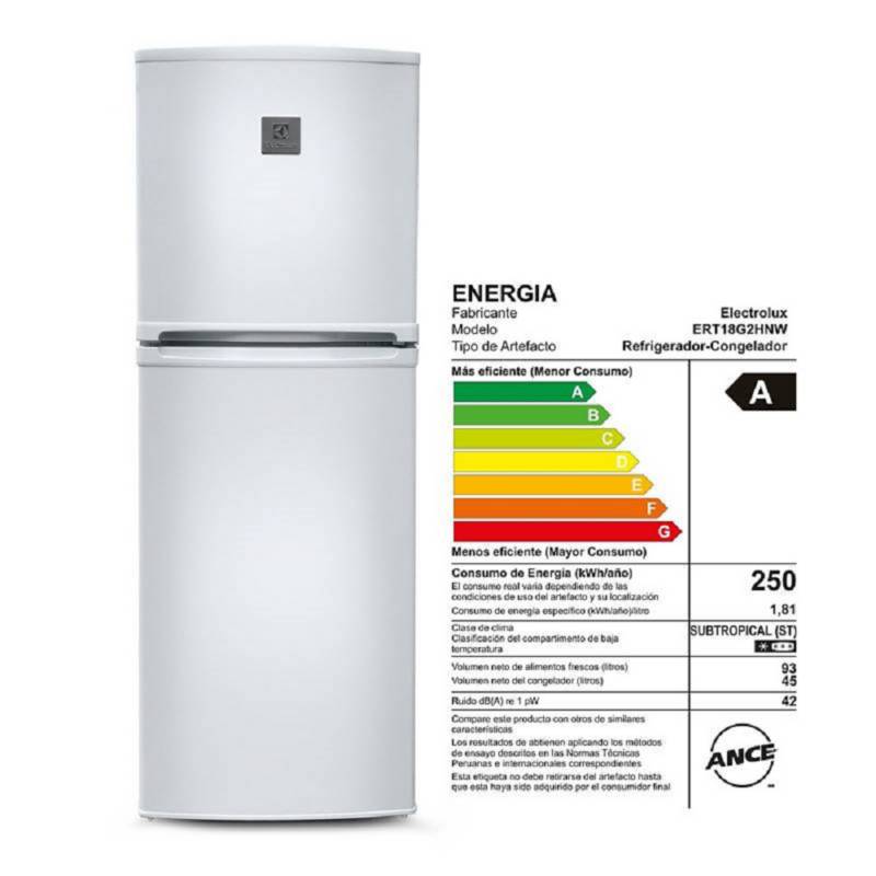 REFRIGERADORA ELECTROLUX 138L FROST 2 PUERTAS BLANCO ERT18G2HNW