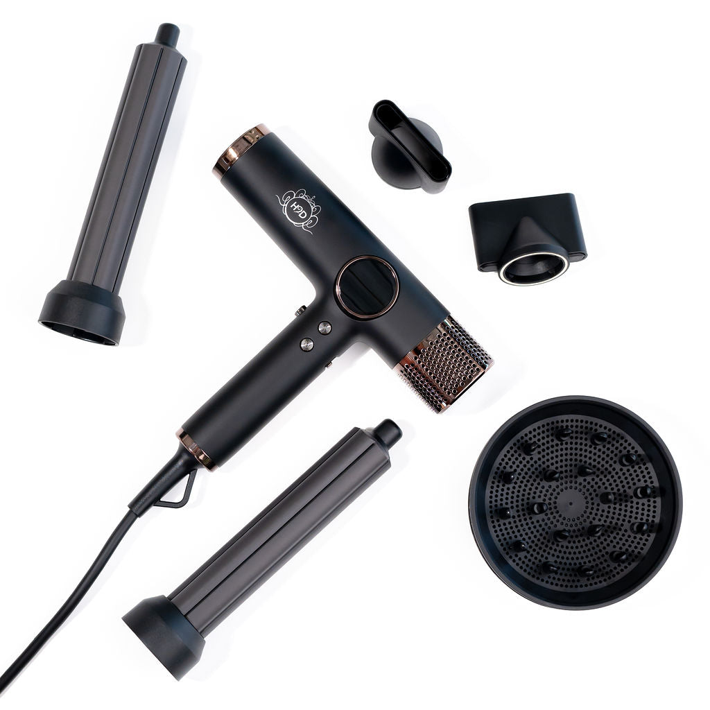H2D 4-in-1 Xtreme Ionic Magnetic Hairdryer + Styler Styling Iron - Black