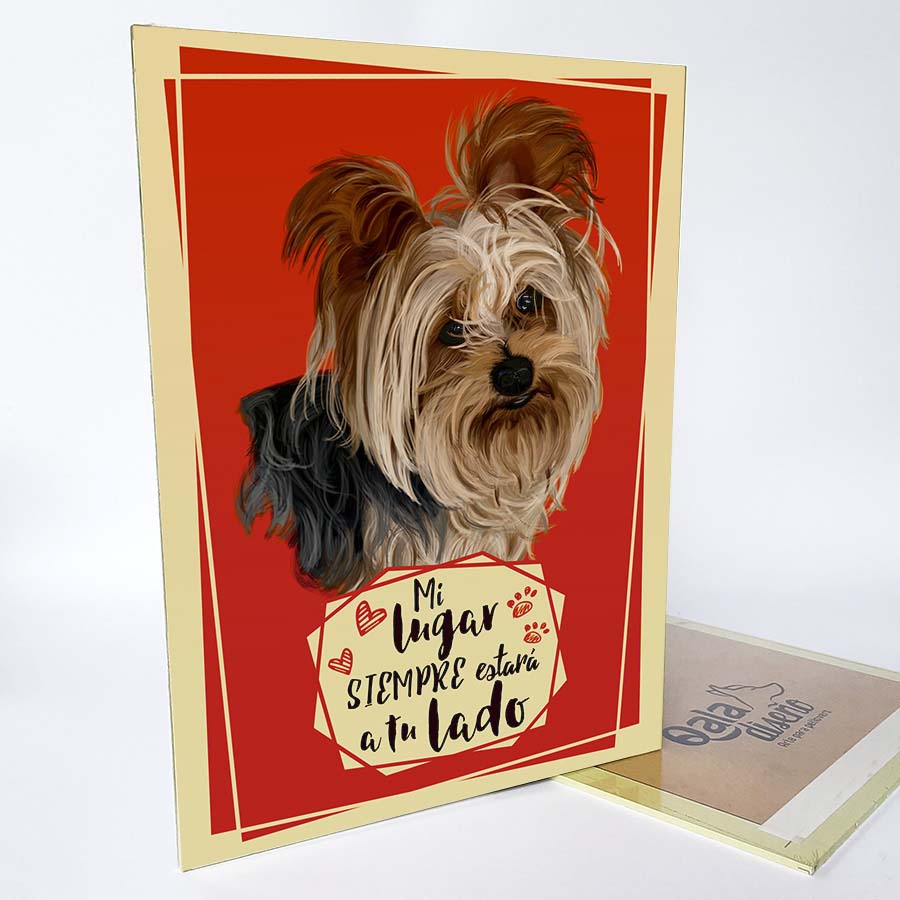 CUADRO DECORATIVO - QALA DISEÑO - PERRO YORKIE - 30X225 CMS YORKSHIRE