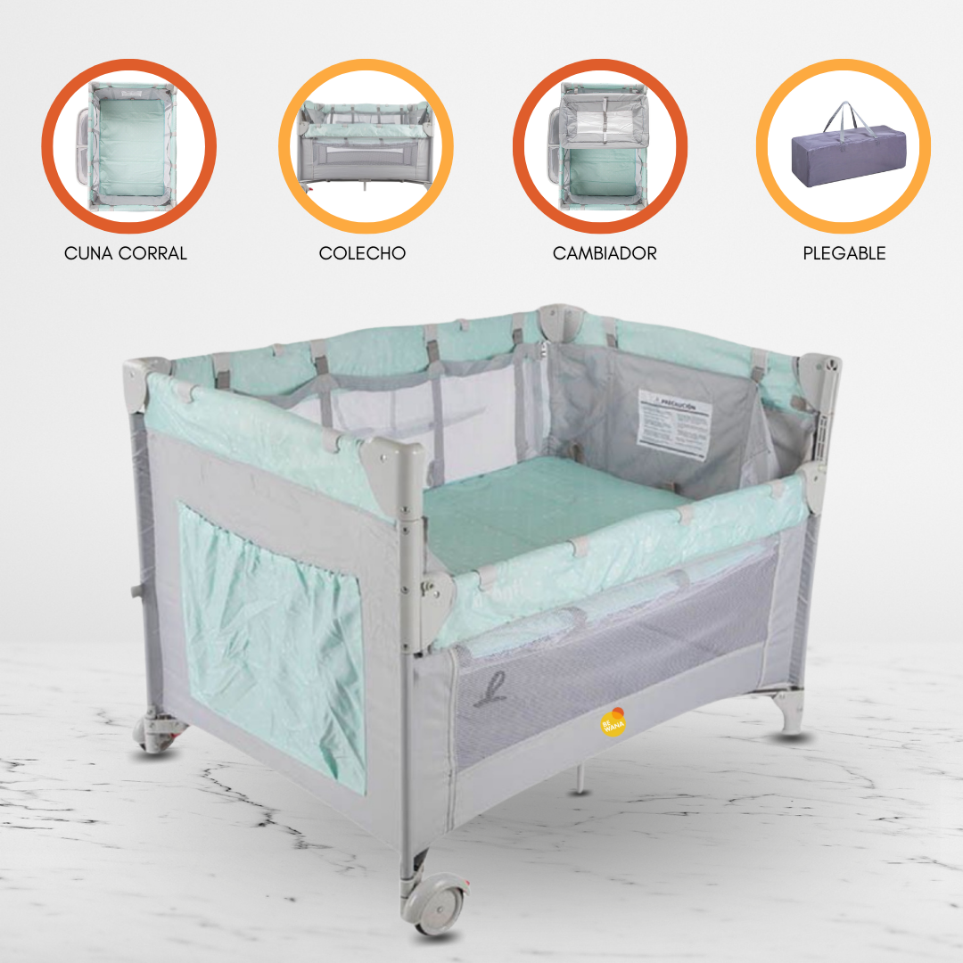 CUNA CORRAL COLECHO PARA BEBÉS «ALWAYS TOGETHER» LIGHT GREEN