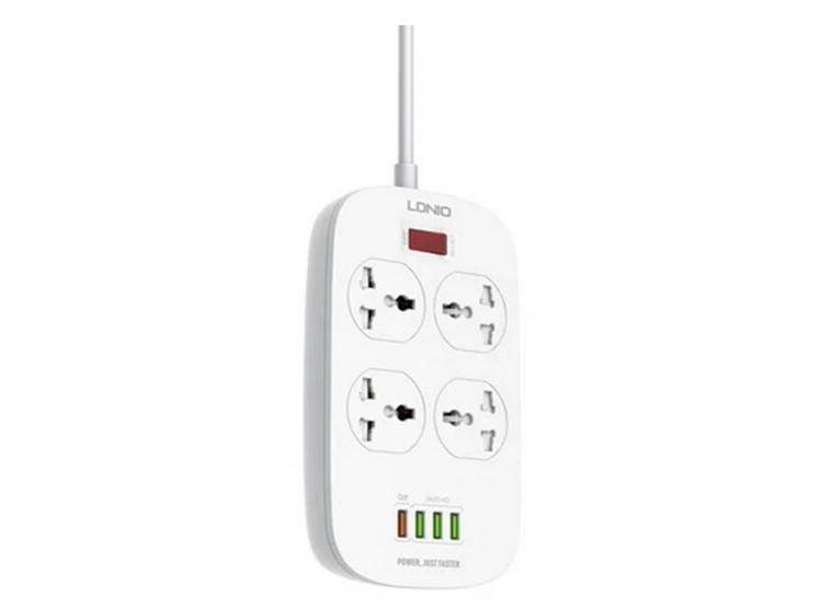 EXTENSIÓN TOMA CORRIENTE LDNIO SC4407 4 POWER SOCKET + 4 USB - BLANCO
