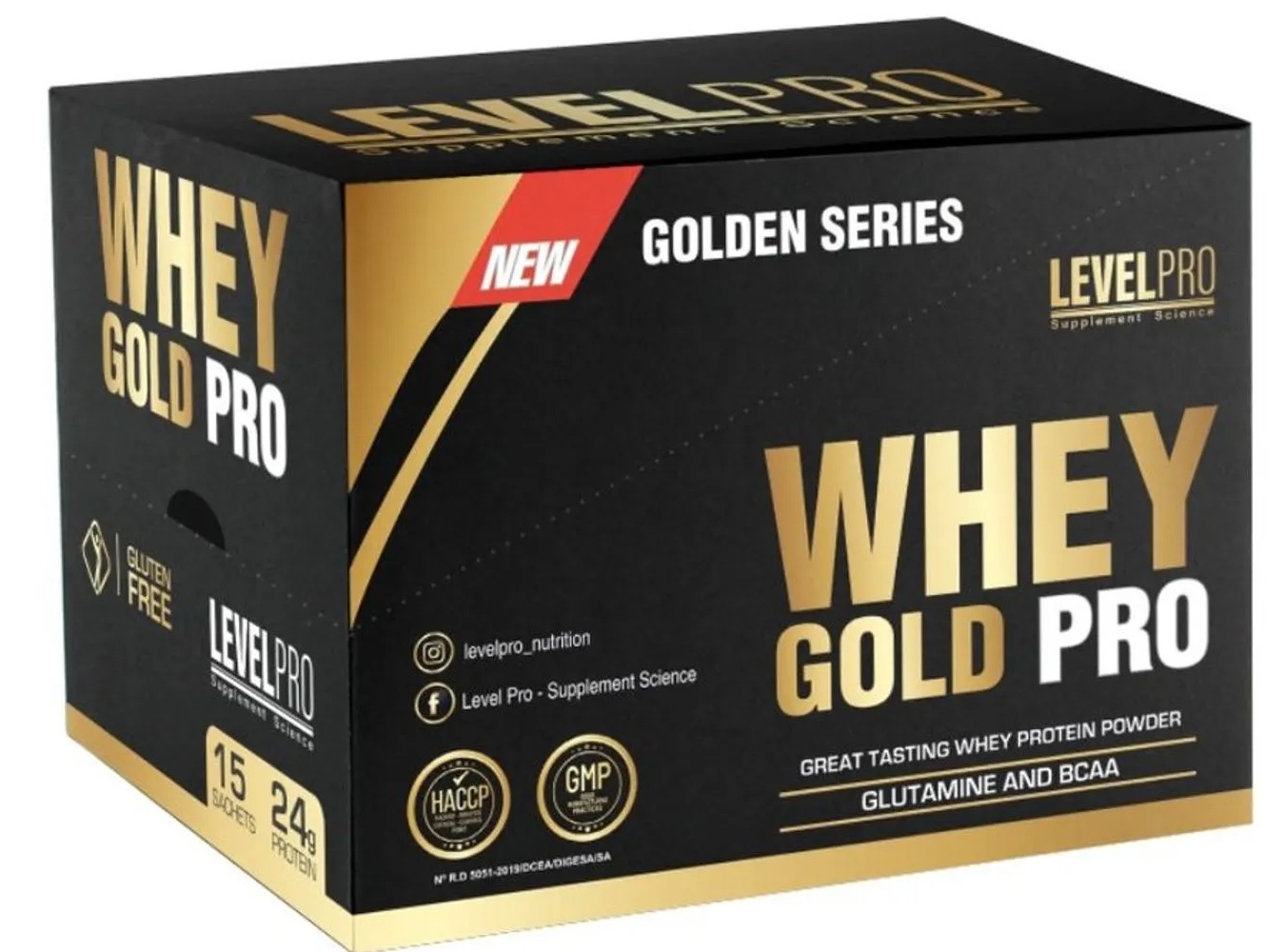 PROTEÍNA LEVEL PRO WHEY GOLD PRO CAJA 15 SACHETS CHOCOLATE