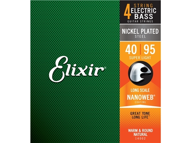 Elixir #14002 Bass Strings Nanoweb Nickel Plated Steel 40-95 Super Light