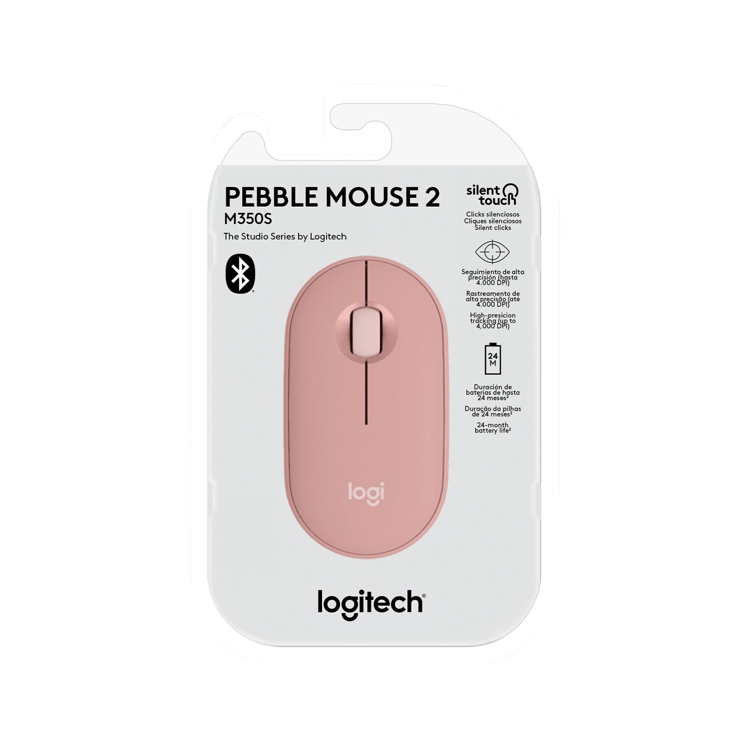 MOUSE LOGITECH PEBBLE MOUSE 2 M350S BLUETOOTH/WIRELESS ROSA