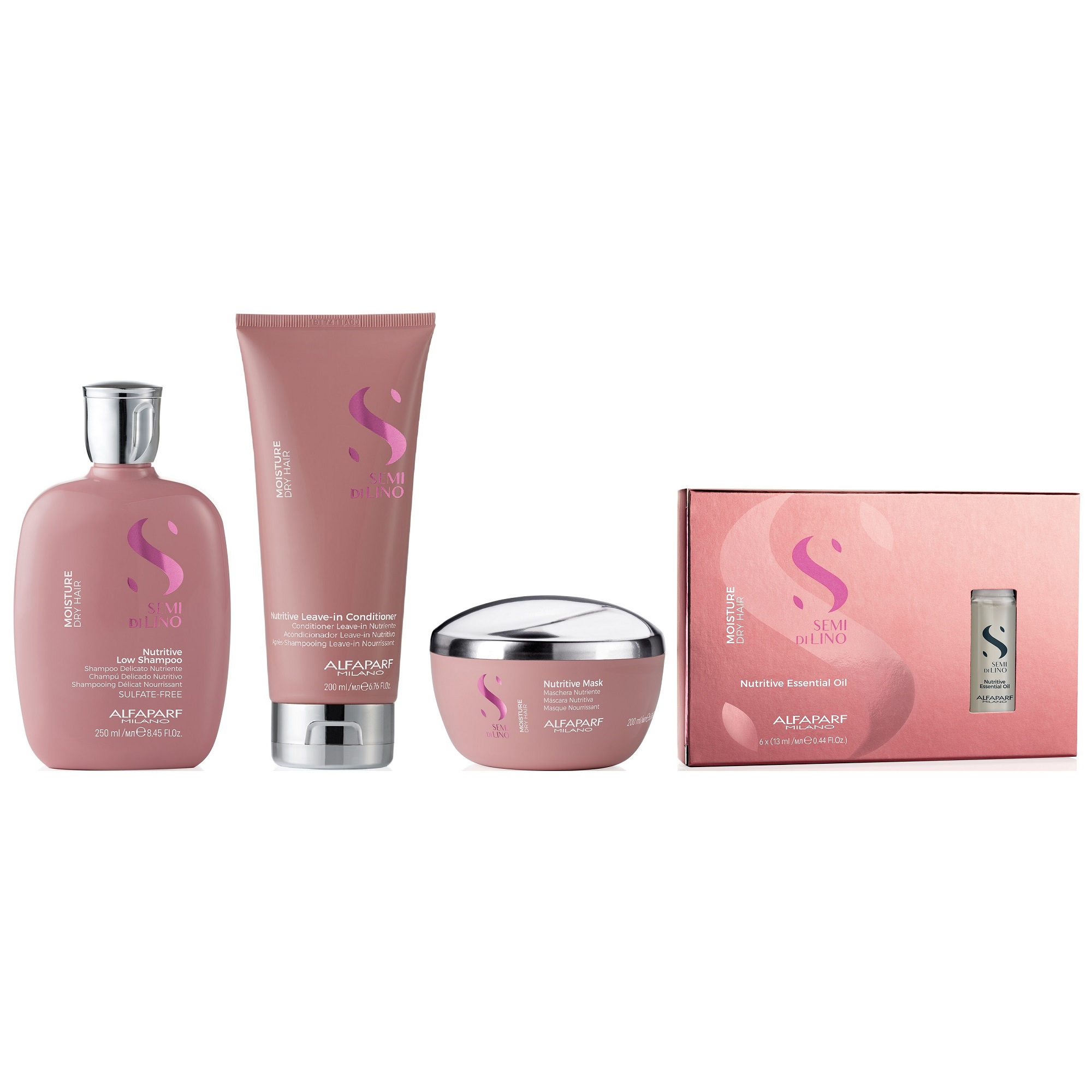 SHAMPOO 250ML + ACONDICIONADOR+ MASCARILLA+ AMPOLLAS ALFAPARF MOISTURE