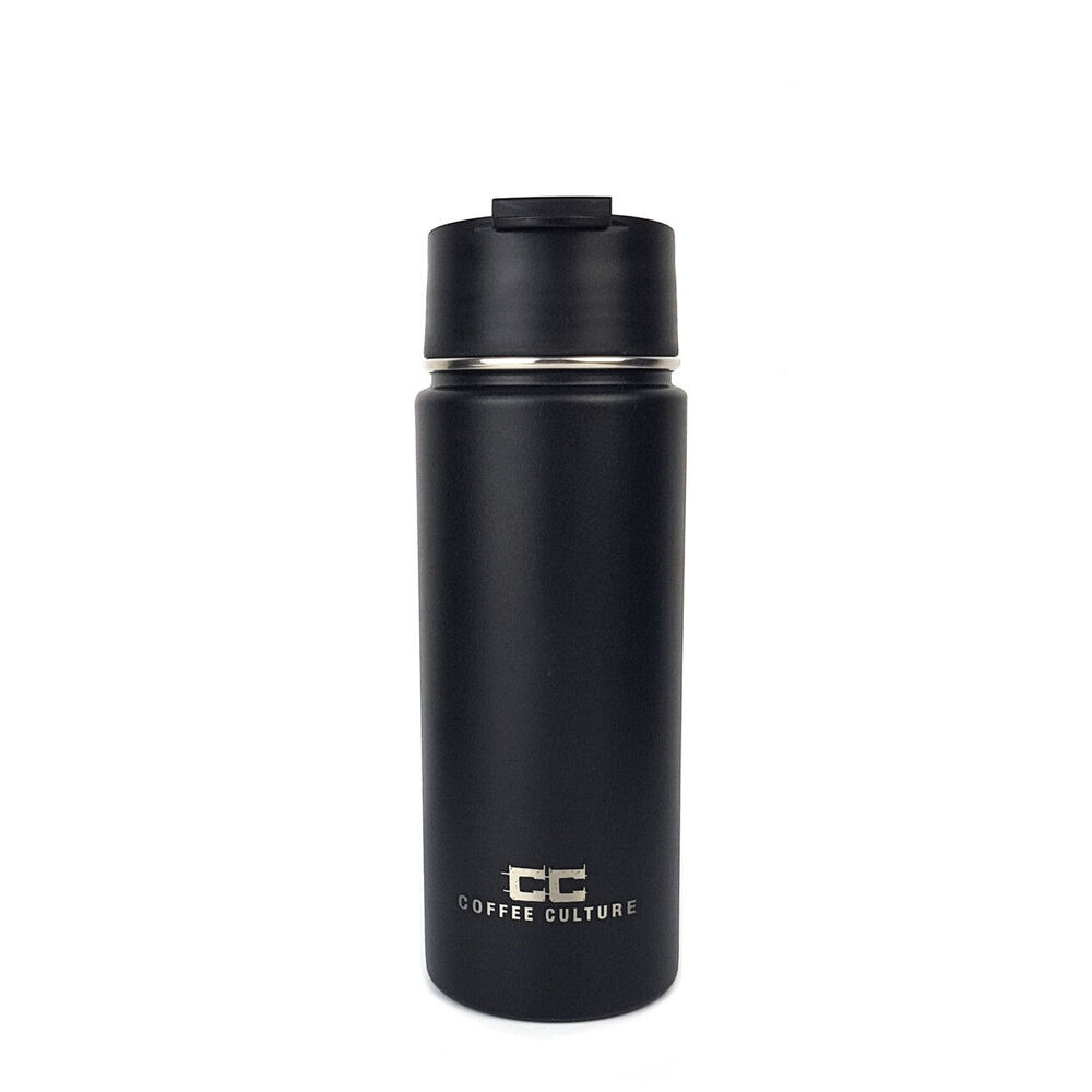 Coffee Culture 500ml Stainless Steel Insulated Travel Flask with Sipper (Black)