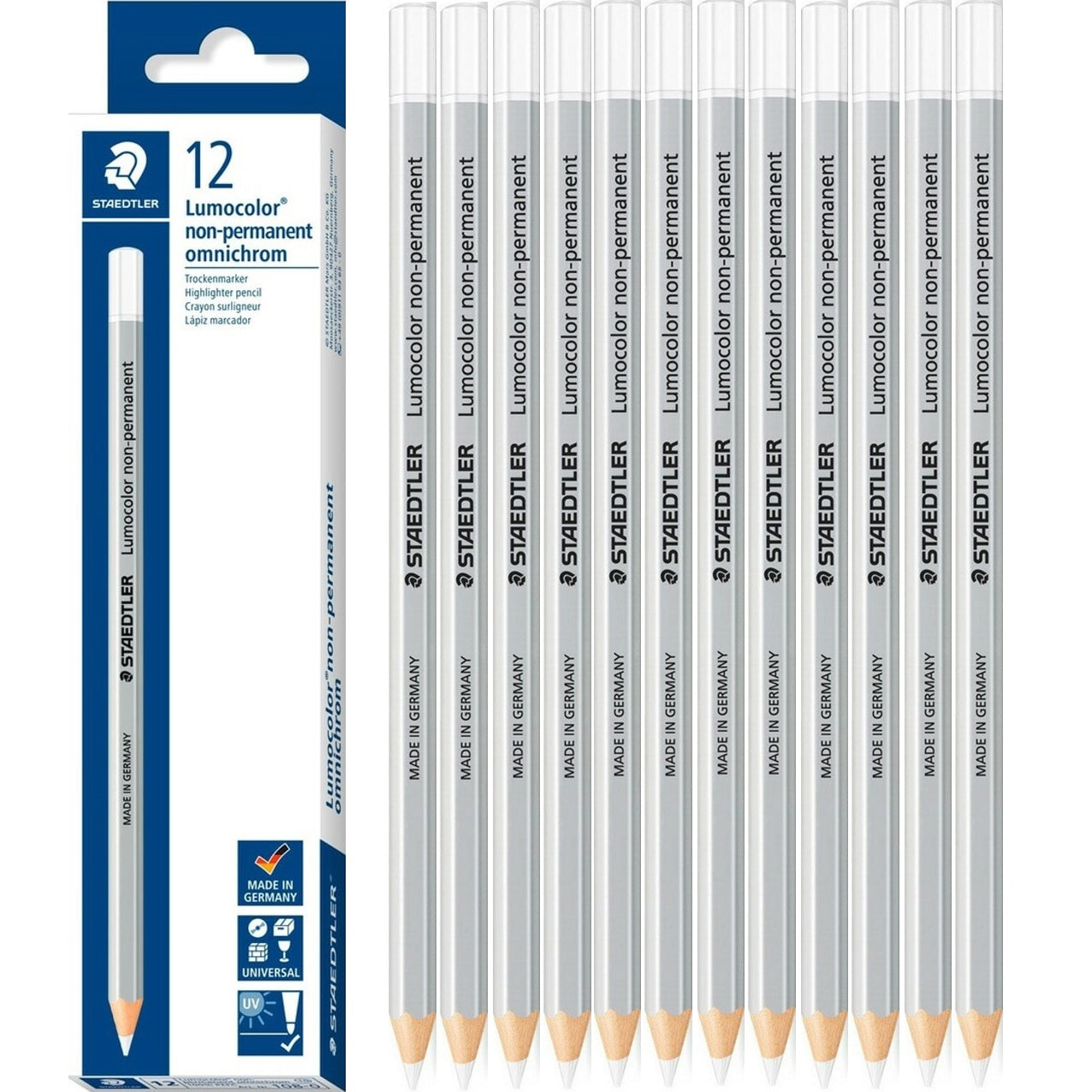 Staedtler 108 Lumocolor Non-Permanent Omnichrom Pencils White Box 12