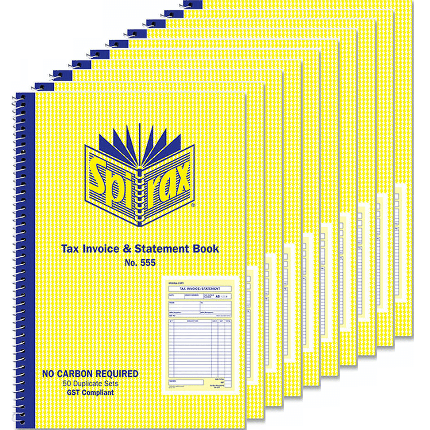 Spirax 555 Duplicate Tax Invoice And Statement Book No Carbon Pack 10