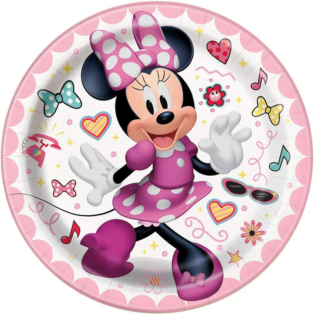 Disney Iconic Minnie Mouse Round 7 Inch Dessert Plates &lbrack;8 Per Pack&rsqb;
