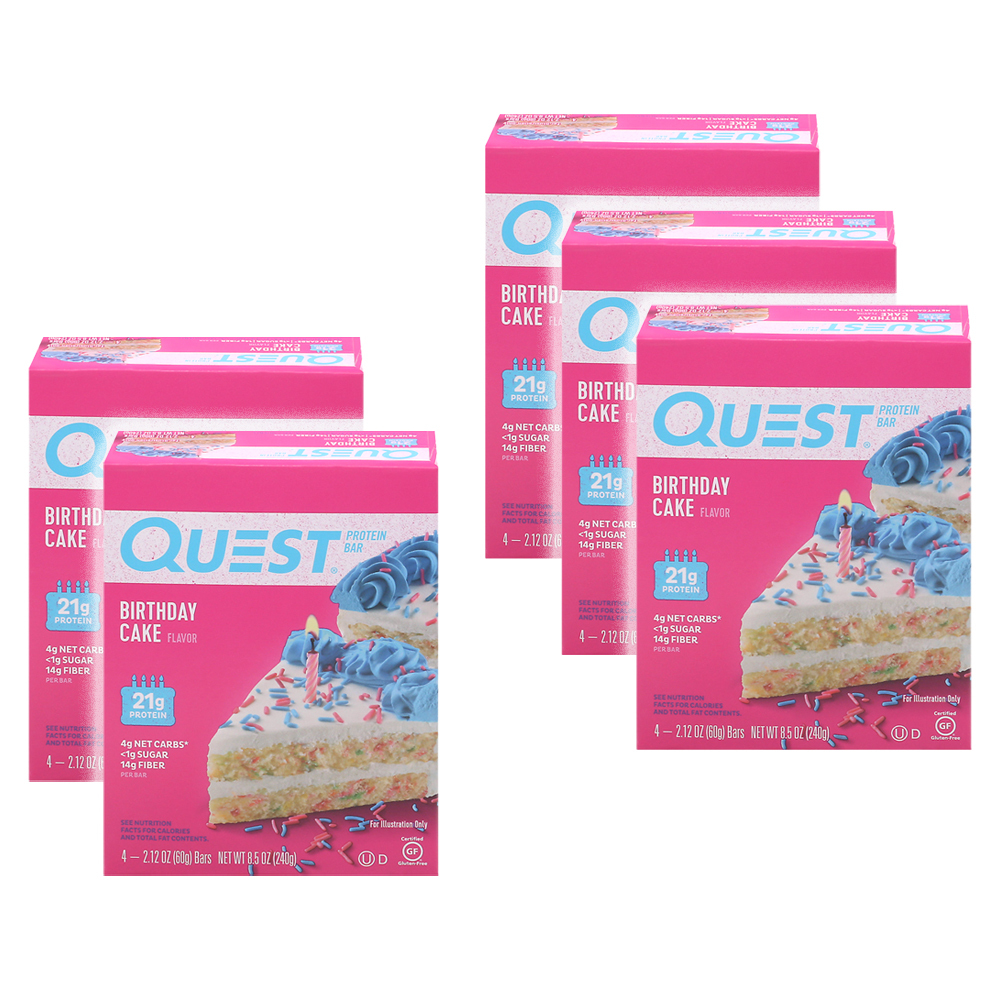 QUEST 20pc Quest 21g Protein Chewy Bar Birthday Cake Healthy Treat