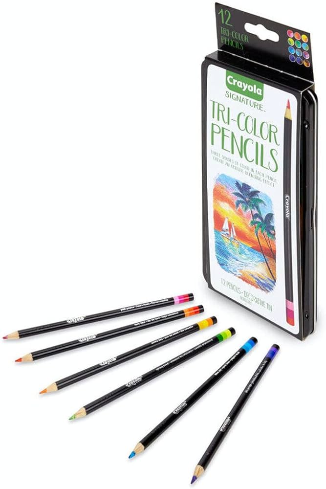 CRAYOLA SIGNATURE LÁPICES TRICOLORES, 12 UNIDADES, 3 COLORES EN CADA LÁPIZ