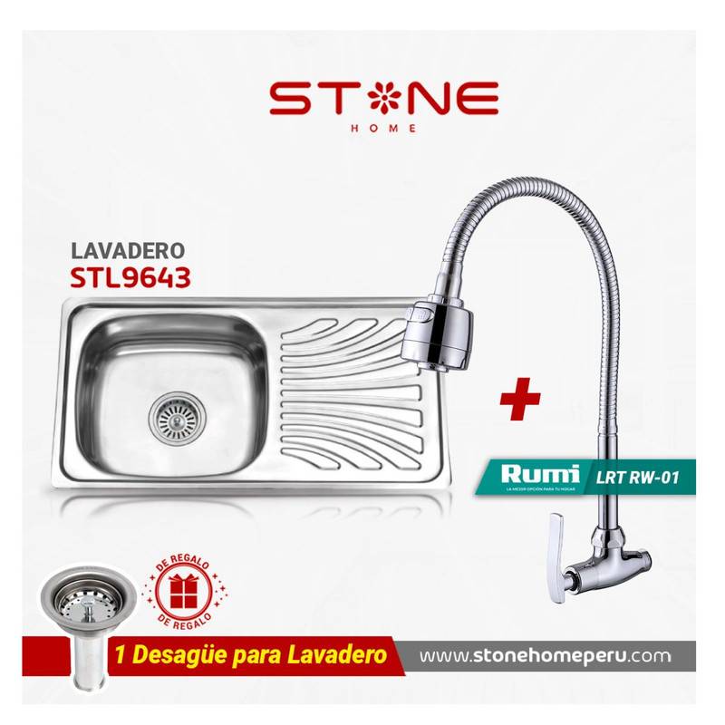 COMBO DE LAVADERO DE ACERO PRIME STL9643  LRT RW-01