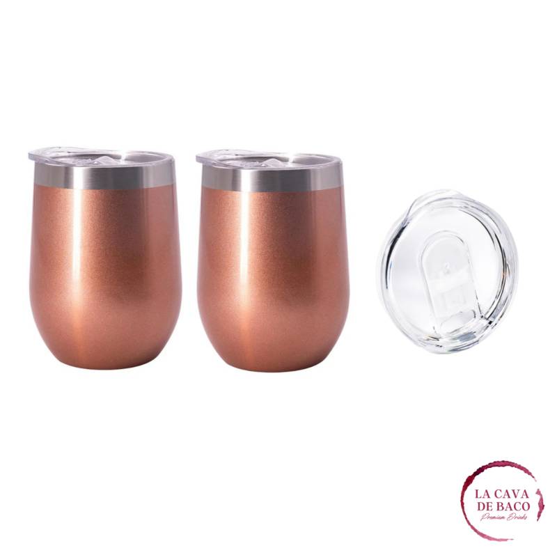 SET 2 VASO TÉRMICO 350ML HANDER DOBLE PARED DE ACERO INOXIDABLE COBRIZO