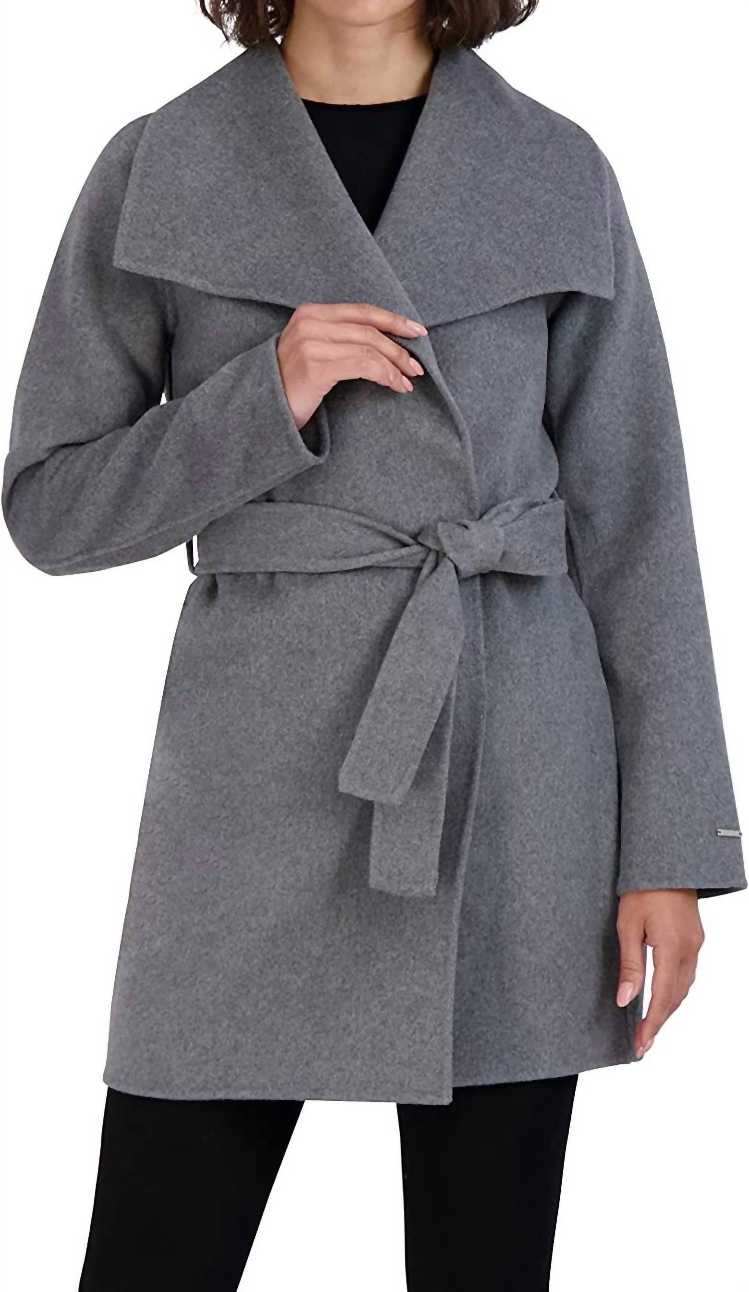 Elie Tahari Ella Wool Wrap Coat In Ash Gray