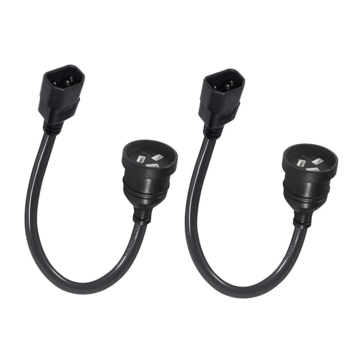 BOOC [2PK] 20cm Ultra-Short AU Power Cord, IEC C14 to 3-Pin AS/NZS Plug 10A 240V