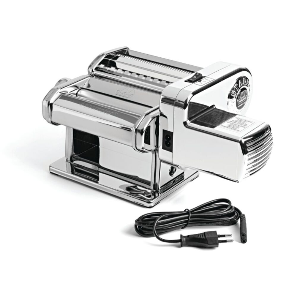 Marcato Atlas Plus Motor Pasta Machine Stainless Steel with 4 Shape Options Silver