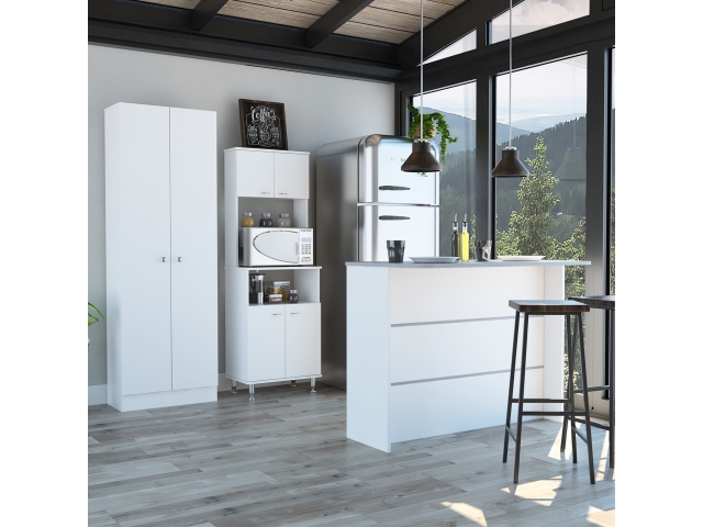 TUHOME MUEBLE COCINA 54 + BARRA DE COCINA + OPTIMIZADOR - BLANCO