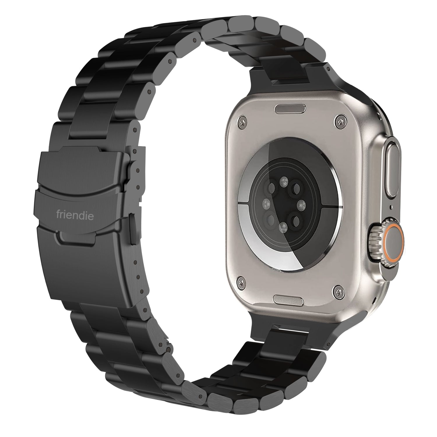 Friendie Stainless Steel Link Bracelet Band (Ultra) – Sydney Ultra Black (Apple Watch Ultra, Large)