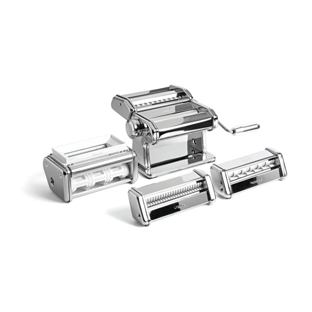 Marcato Atlas Plus Pasta Machine Gift Set with 6 Shape Settings 4pc (Silver)