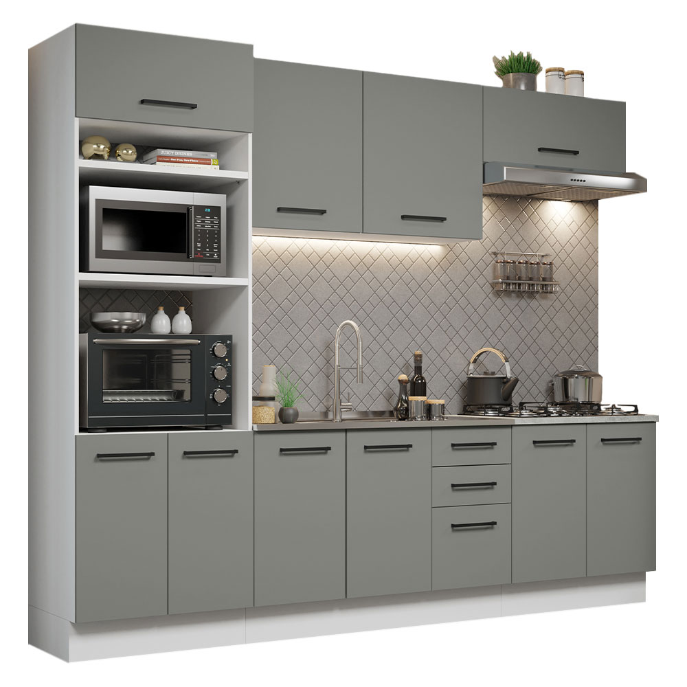 MUEBLE DE COCINA ALACENA MADESA AGATA SIN LAVADERO 270 CM | GRIS