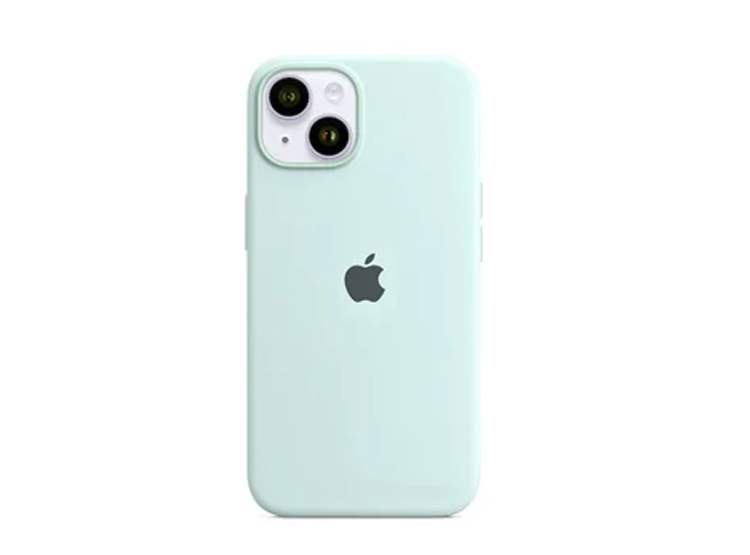 CASE SILICONA IPHONE 14 TURQUESA + MICA DE VIDRIO COMPLETO