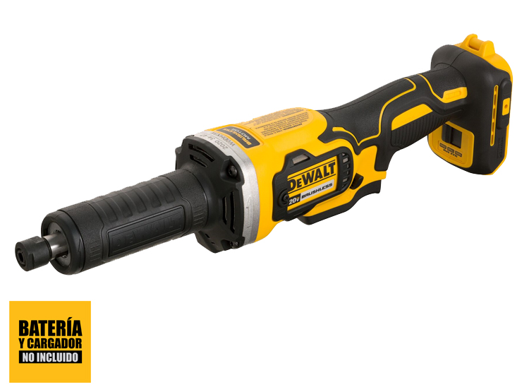 ESMERIL RECTO DEWALT DCG426B CUELLO LARGO 1/4' 20V XR V.V. C.C. (SIN BATERIAS / SIN CARGADOR)