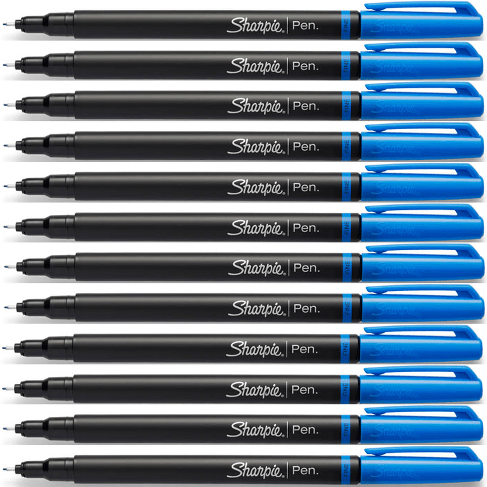 Sharpie Fineliner Pen Fine Felt Tip Stylo 0.8mm (Blue) [Box 12]