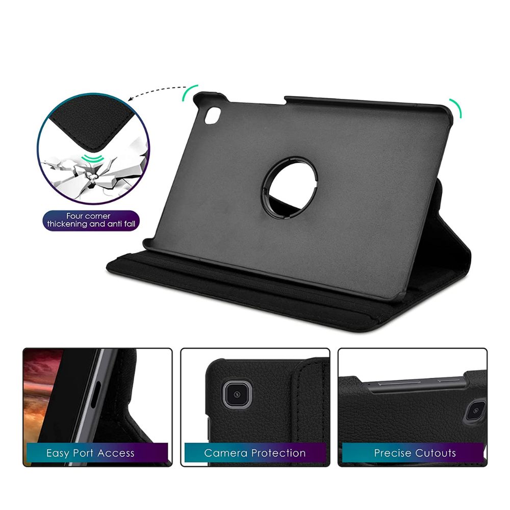 FUNDA CASE PARA TABLET SAMSUNG TAB A T290 GIRATORIO NEGRO