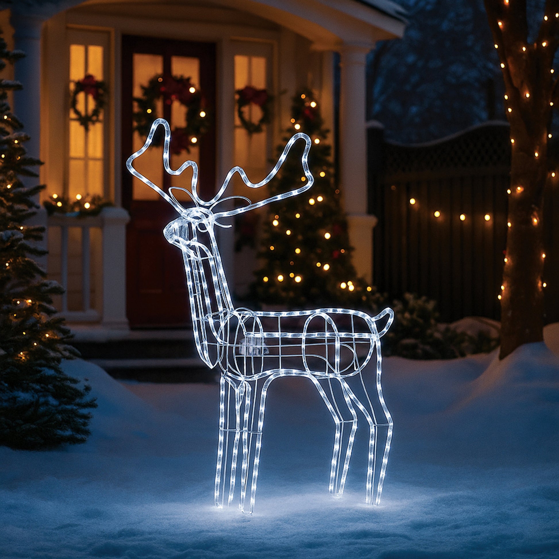 Lexi Lighting 3D Illuminated LED Reindeer With Motor - White
