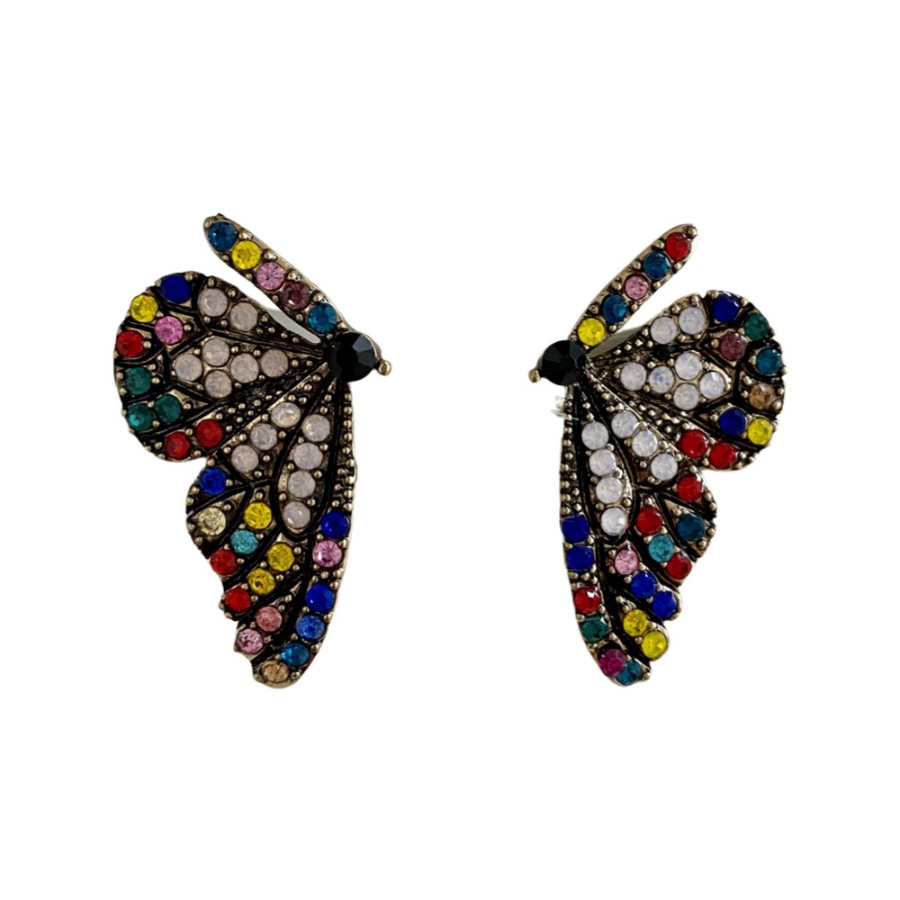 ARETE MARIPOSA CRISTAL MULTICOLOR AZUL