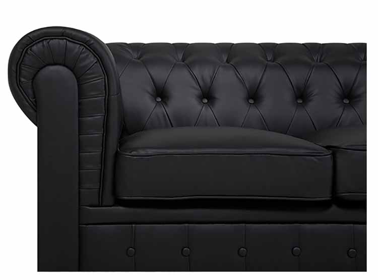 RABHE SOFÁ 3 CUERPOS CHESTERFIELD - NEGRO