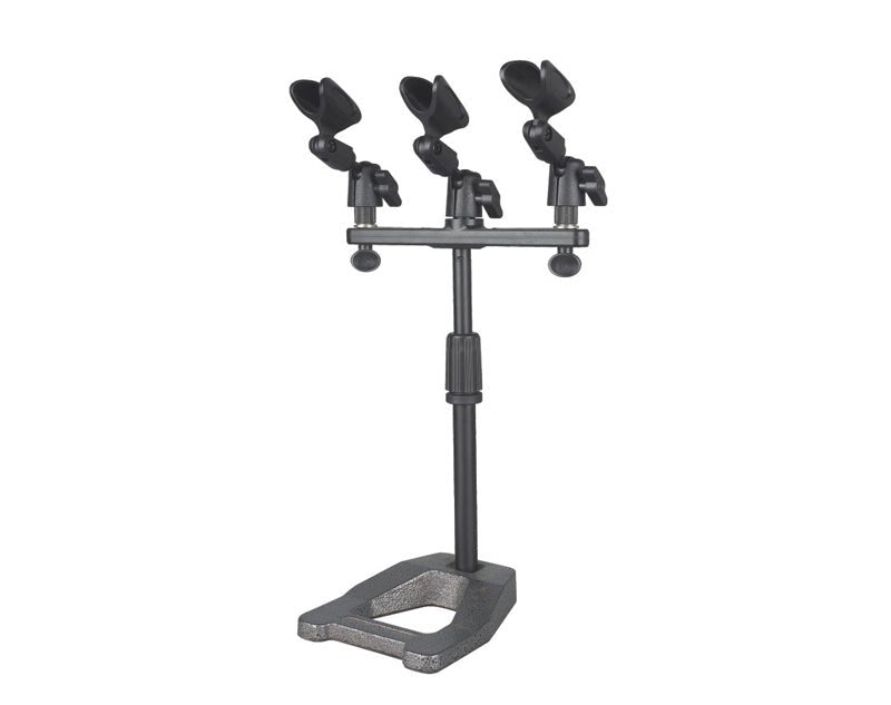 Precision Audio  Triple Desk Mic Stand Sturdy Metal Base Guitar Drums Recording