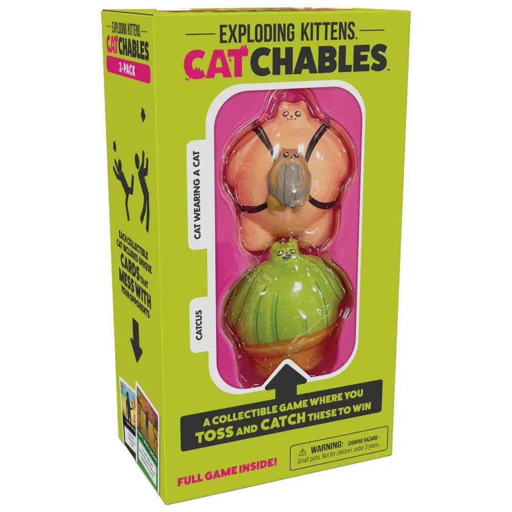 Exploding Kittens Catchables 2 Cat Wearing A Cat & Cactus Party Game
