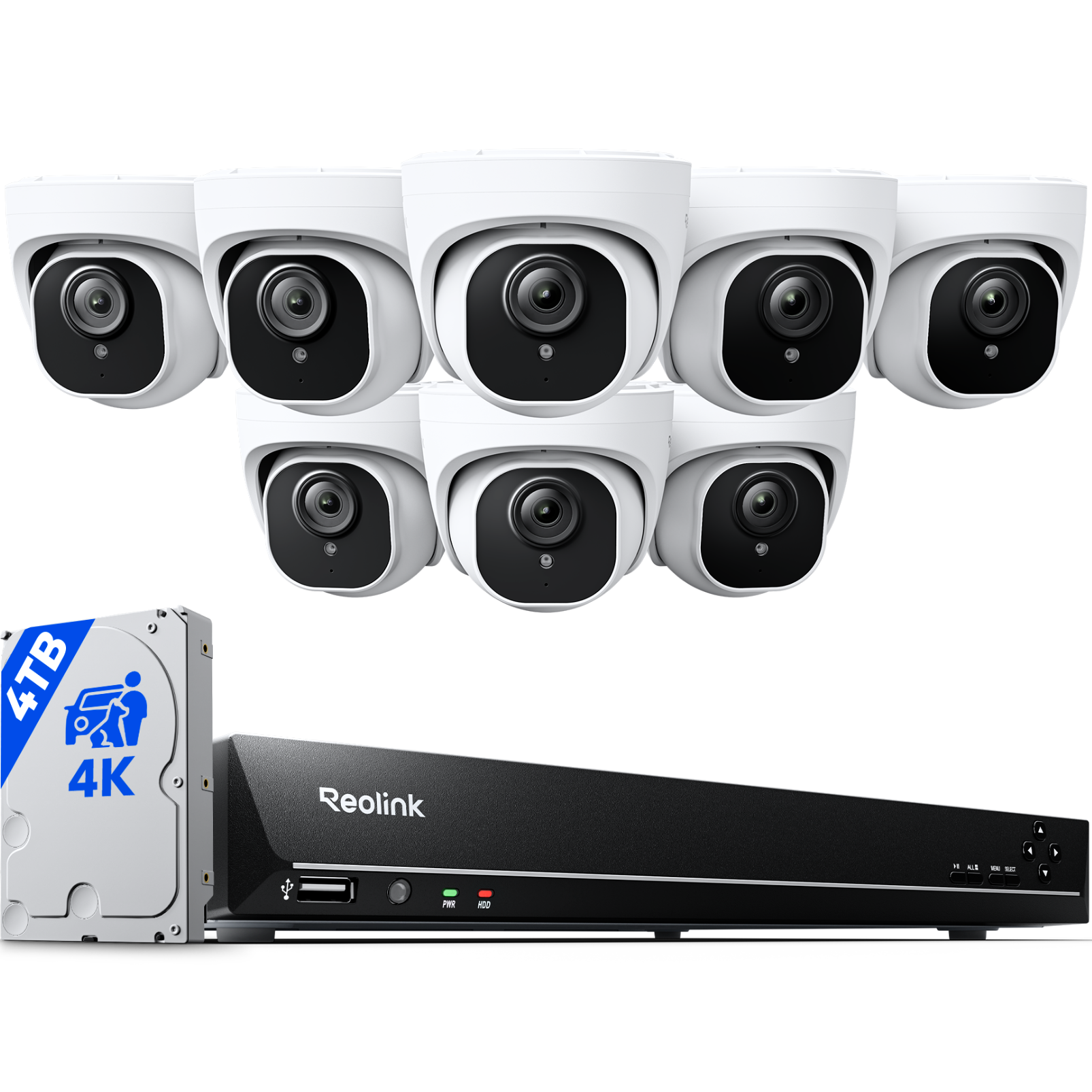 Reolink 4K PoE Security Cameras 16CH NVR 4TB HDD Included, RLK16-820D8-A