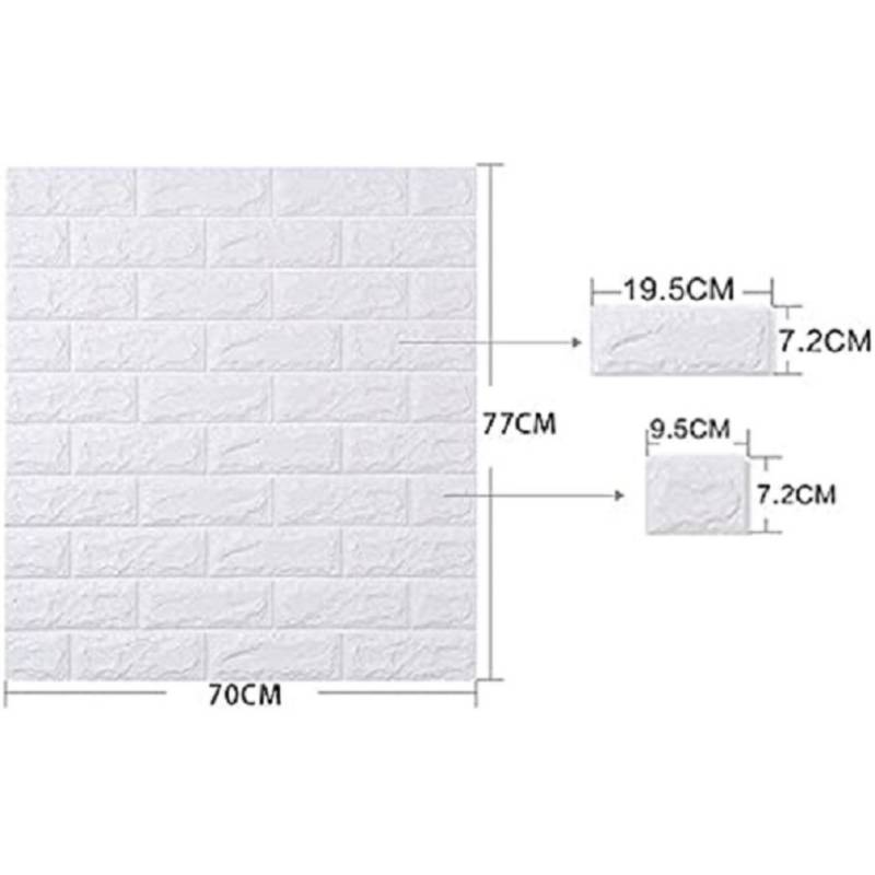 PAPEL TAPIZ AUTOADHESIVO DECORACIÓN 3D LADRILLO BLANCO 10 PCS