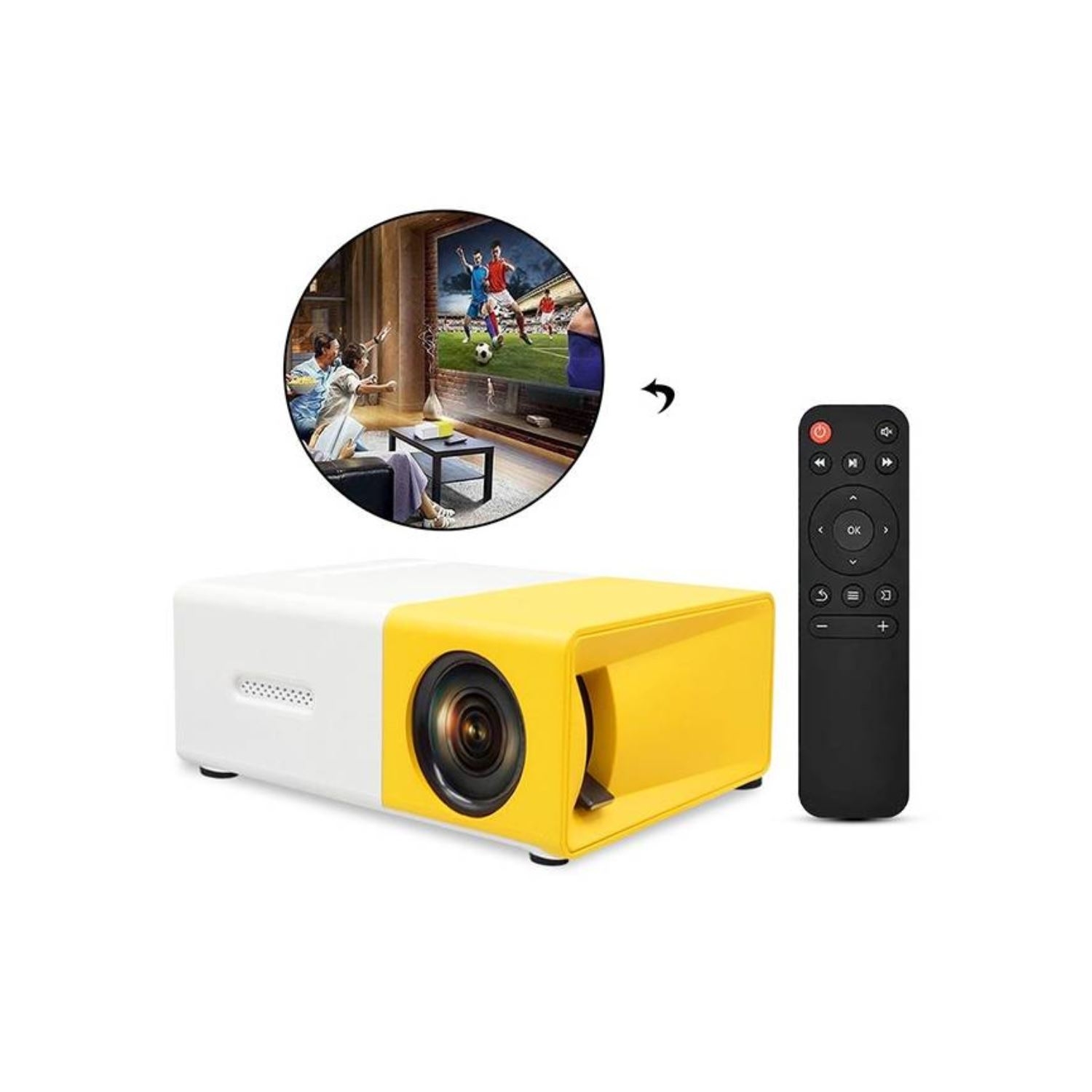 PROYECTOR PORTATIL MULTIMEDIA LED 1080P CON CONTROL REMOTO Y HDMI - AMARILLO