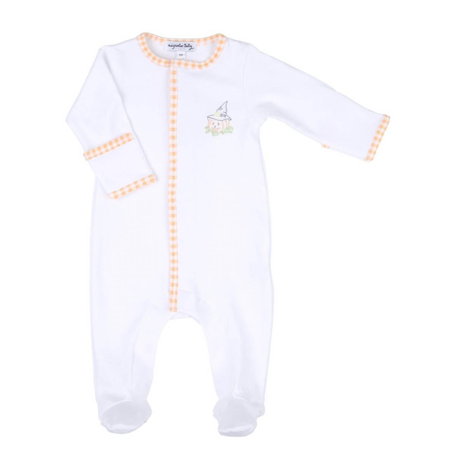 Magnolia Baby Kid&apos;s Embroidered Footie In Jack-O-Lantern