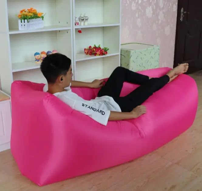 MAKEWAY - SOFÁ INFLABLE PORTÁTIL PARA ACAMPAR AL AIRE LIBRE DE ALTA CALIDAD TUMBONA BOLSA PEREZOSA - ROSADO