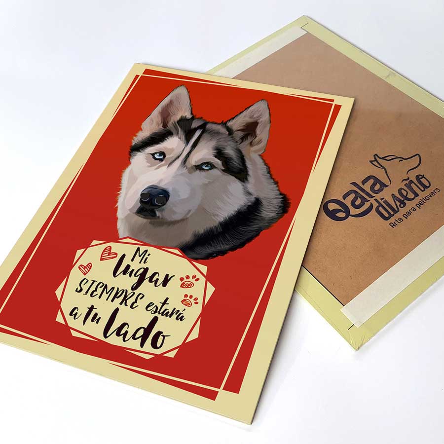 CUADRO DECORATIVO - QALA DISEÑO - PERRO SIBERIANO - 30X22.5 CMS