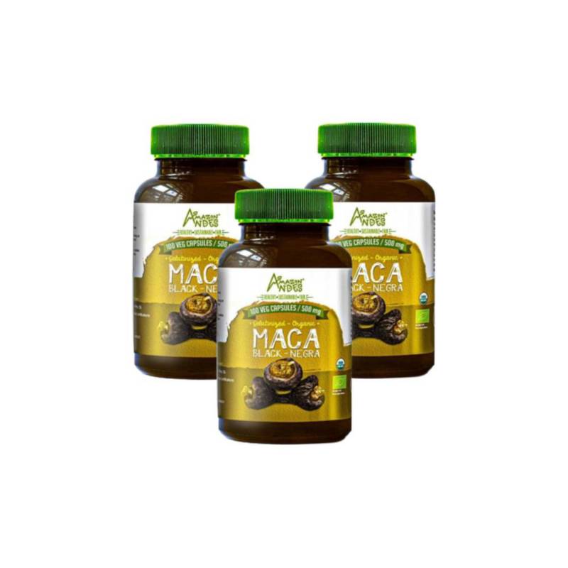 PACK X 3 MACA NEGRA ORGÁNICO EN CÁPSULAS 100U - 500MG - AMAZON ANDES