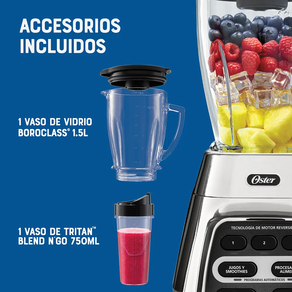 LICUADORA CON TECNOLOGÍA REVERSIBLE 1.5 LTS OSTER BLSTPYG1311NBG ACERO