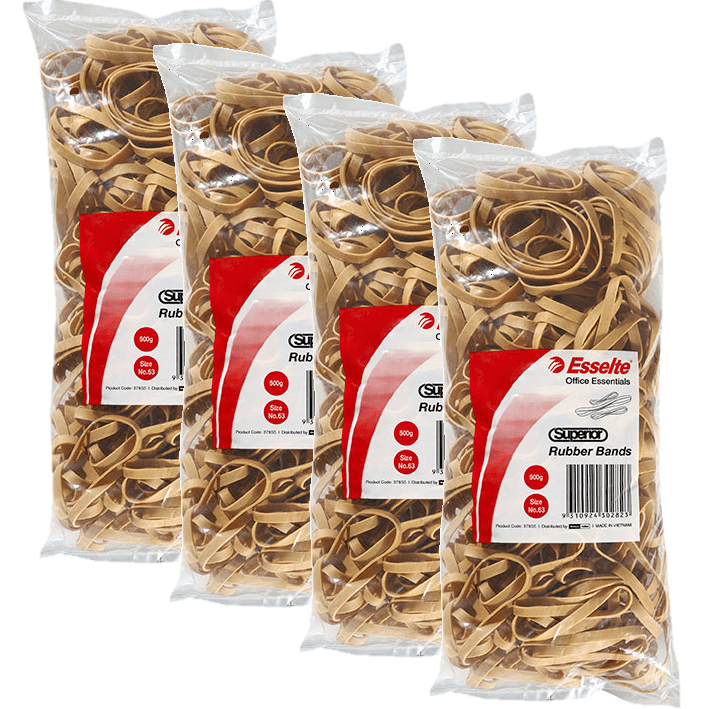 Esselte Superior Rubber Bands Size No.63 500gm Bag Pack 4