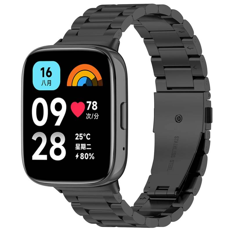 CORREA ACERO ESLABONES PARA REDMI WATCH 3 ACTIVE - NEGRO